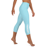 YAKWARY Blue Yoga Capri Leggings With Pocket