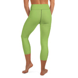 YAKWARY Green Yoga Capri Leggings With Pocket