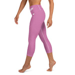 YAKWARY Pink Yoga Capri Leggings Without Pocket