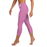 YAKWARY Pink Yoga Capri Leggings Without Pocket