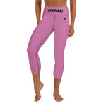 YAKWARY Pink Yoga Capri Leggings Without Pocket