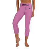 YAKWARY Pink Yoga Capri Leggings Without Pocket