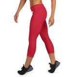 YAKWARY Women Red Capri Leggings