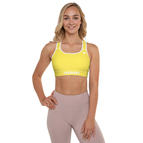 YAKWARY Women Yellow Padded Sports Bra