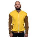 YAKWARY Men Brown Yellow Bomber Jacket