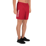 YAKWARY Men Sports Long Red Shorts