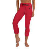 YAKWARY Red Yoga Capri Leggings With Pocket