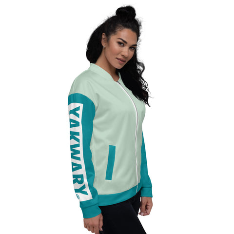 YAKWARY Women Turquoise Bomber Jacket