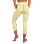 YAKWARY Yellow Yoga Capri Leggings Without Pocket