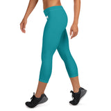 YAKWARY Women Turquoise Capri Leggings