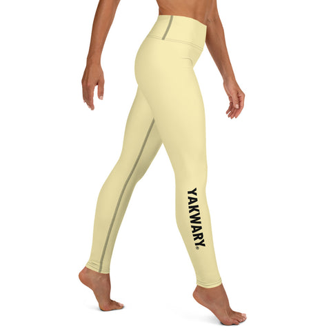 YAKWARY Yellow Yoga Leggings With Pocket