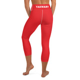 YAKWARY Red Yoga Capri Leggings Without Pocket