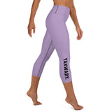 YAKWARY Purple Yoga Capri Leggings With Pocket