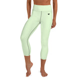 YAKWARY Green Yoga Capri Leggings Without Pocket