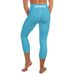 YAKWARY Blue Yoga Capri Leggings Without Pocket