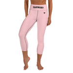 YAKWARY Pink Yoga Capri Leggings Without Pocket