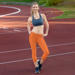 YAKWARY Women Orange Capri Leggings