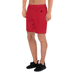 YAKWARY Men Sports Long Red Shorts