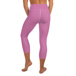 YAKWARY Pink Yoga Capri Leggings With Pocket