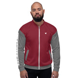 YAKWARY Men Gray Red Bomber Jacket