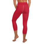 YAKWARY Red Yoga Capri Leggings With Pocket