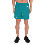 YAKWARY Men Sports Long Turquoise Shorts