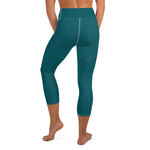 YAKWARY Turquoise Yoga Capri Leggings With Pocket