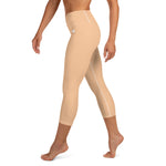 YAKWARY Brown Yoga Capri Leggings With Pocket