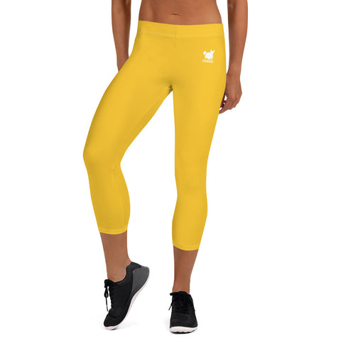 YAKWARY Women Yellow Capri Leggings