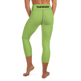 YAKWARY Green Yoga Capri Leggings With Pocket