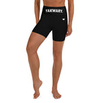 YAKWARY Women Black Yoga Shorts With Pocket