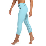 YAKWARY Blue Yoga Capri Leggings Without Pocket