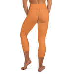 YAKWARY Orange Yoga Capri Leggings With Pocket