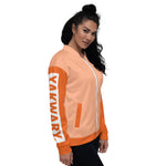 YAKWARY Women Orange Bomber Jacket