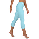 YAKWARY Blue Yoga Capri Leggings Without Pocket