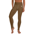 YAKWARY Brown Yoga Leggings With Pocket