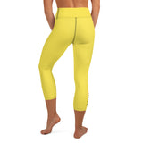 YAKWARY Yellow Yoga Capri Leggings With Pocket