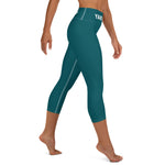 YAKWARY Turquoise Yoga Capri Leggings Without Pocket