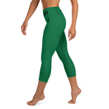 YAKWARY Green Yoga Capri Leggings With Pocket