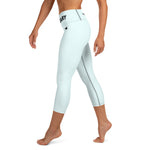 YAKWARY Blue Yoga Capri Leggings With Pocket