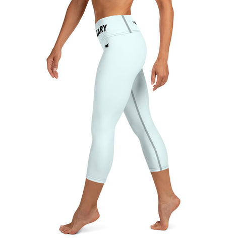 YAKWARY Blue Yoga Capri Leggings With Pocket