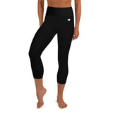 YAKWARY Black Yoga Capri Leggings Without Pocket