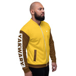 YAKWARY Men Brown Yellow Bomber Jacket