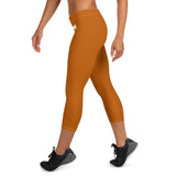 YAKWARY Women Brown Capri Leggings