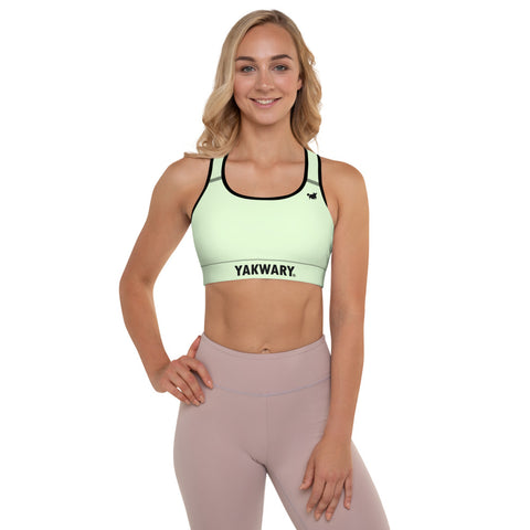 YAKWARY Women Green Padded Sports Bra