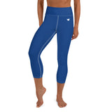 YAKWARY Blue Yoga Capri Leggings With Pocket