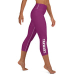 YAKWARY Pink Yoga Capri Leggings Without Pocket