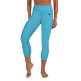 YAKWARY Blue Yoga Capri Leggings With Pocket