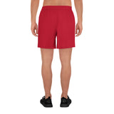 YAKWARY Men Sports Long Red Shorts