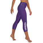 YAKWARY Purple Yoga Capri Leggings With Pocket